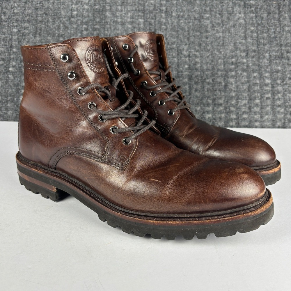 Johnston & Murphy Collection Leather Dudley Lug Lace Up Boots 10.5 Brown 24-7372